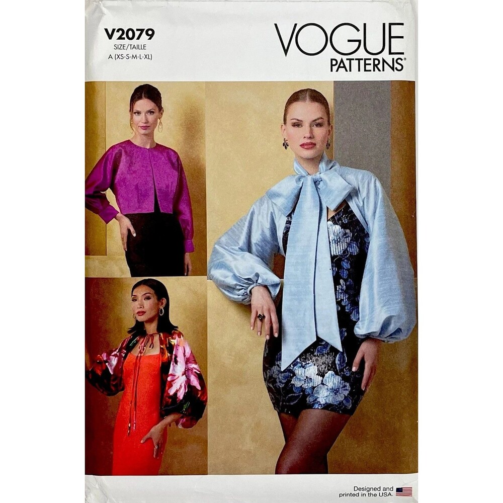 Pattern Misses Sz XS-XL Bolero Sleeves Shrug Jacket Vogue V2079 New/Uncut